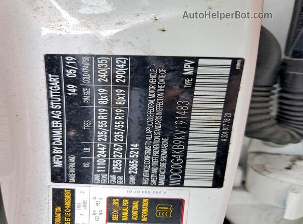 WDC0G4KB9KV191483 2019 MERCEDES-BENZ GLC-CLASS White 