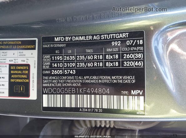 WDC0G5EB1KF494804 2019 MERCEDES-BENZ GLC 350E Gray Vista del compartimento del motor