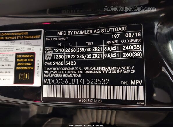 WDC0G6EB1KF523532 2019 MERCEDES-BENZ AMG GLC 43 Black Vista del compartimento del motor