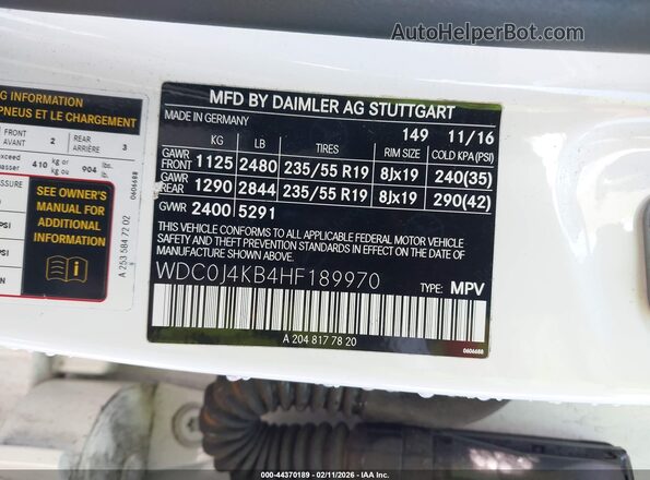 WDC0J4KB4HF189970 2017 MERCEDES-BENZ GLC 300 COUPE White Widok komory silnika
