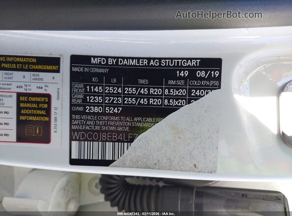 WDC0J8EB4LF709631 2020 MERCEDES-BENZ GLC 300 COUPE White 