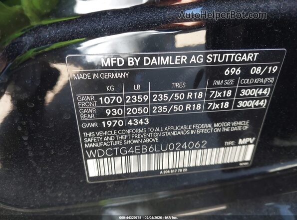 WDCTG4EB6LU024062 2020 MERCEDES-BENZ GLA 250 Черный Вид подкапотного пространства