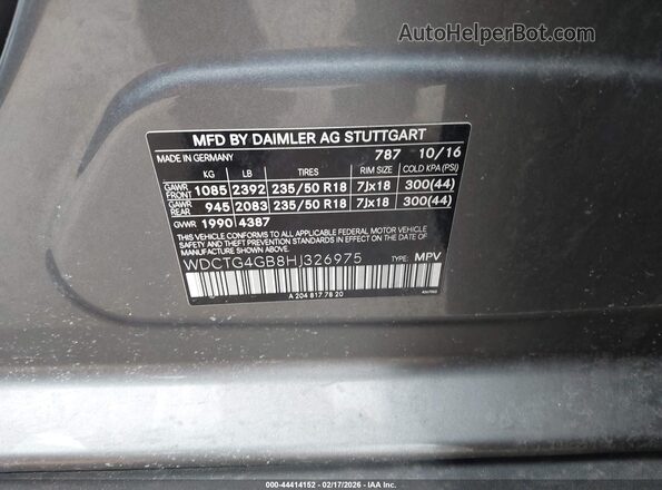 WDCTG4GB8HJ326975 2017 MERCEDES-BENZ GLA 250 Gray Вид підкапотного простору