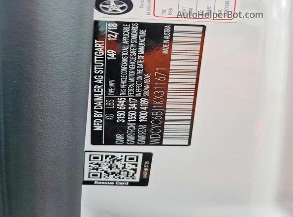 WDCYC6BJ1KX311671 2019 MERCEDES-BENZ G-CLASS White Vista del compartimento del motor