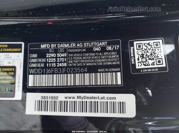 WDD1J6FB3JF023564 2018 MERCEDES-BENZ E-CLASS Black 