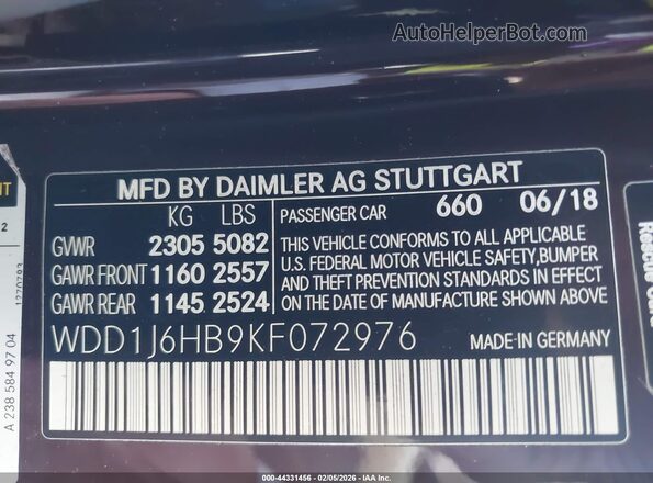 WDD1J6HB9KF072976 2019 MERCEDES-BENZ E-CLASS Коричневый Вид подкапотного пространства