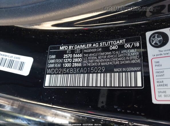 WDD2J5KB3KA015029 2019 MERCEDES-BENZ CLS-CLASS Black Engine compartment view