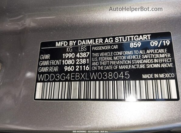 WDD3G4EBXLW038045 2020 MERCEDES-BENZ A 220 Gray Widok komory silnika