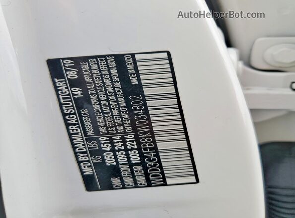 WDD3G4FB8KW034802 2019 MERCEDES-BENZ A White 
