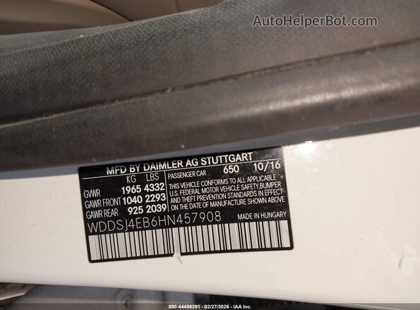 WDDSJ4EB6HN457908 2017 MERCEDES-BENZ CLA 250 White 