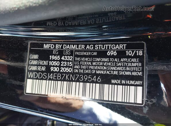 WDDSJ4EB7KN739546 2019 MERCEDES-BENZ CLA 250 Black 