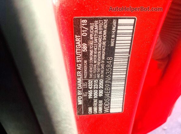 WDDSJ4EB9JN635848 2018 MERCEDES-BENZ CLA-CLASS Red 