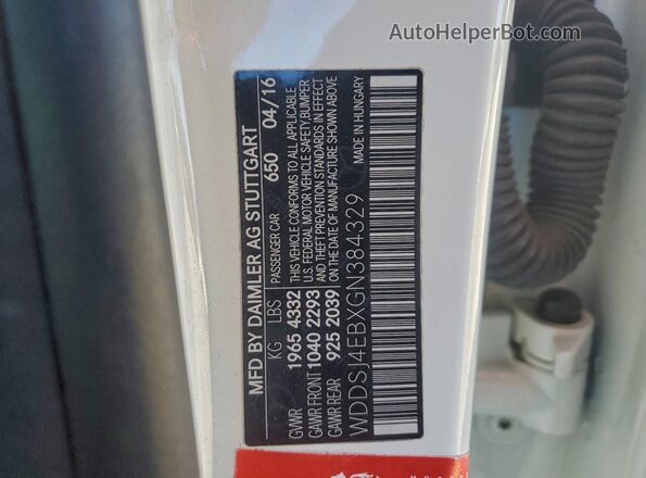 WDDSJ4EBXGN384329 2016 MERCEDES-BENZ CLA-CLASS White VIN կոդի պիտակի տեսք