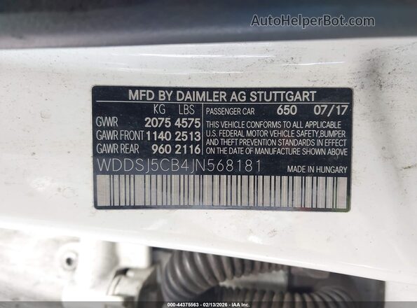 WDDSJ5CB4JN568181 2018 MERCEDES-BENZ AMG CLA 45 White Engine compartment view