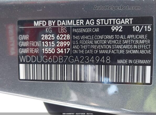 WDDUG6DB7GA234948 2016 MERCEDES-BENZ S 550 PLUG-IN HYBRID Gray Вид підкапотного простору