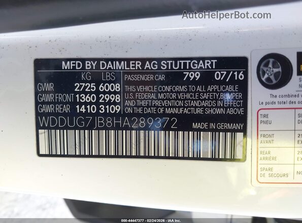 WDDUG7JB8HA289372 2017 MERCEDES-BENZ AMG S 63 Cream Engine compartment view