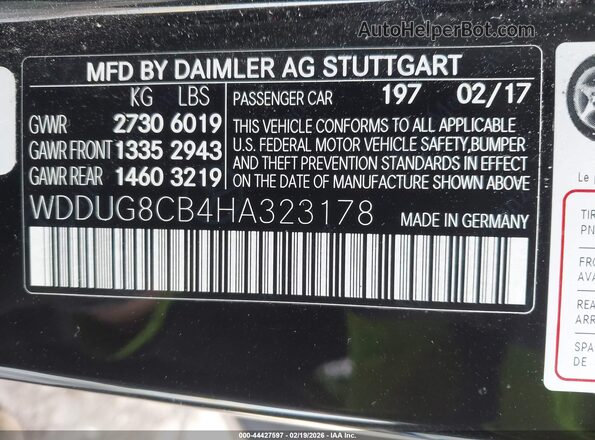 WDDUG8CB4HA323178 2017 MERCEDES-BENZ S-CLASS Black Vista del compartimento del motor
