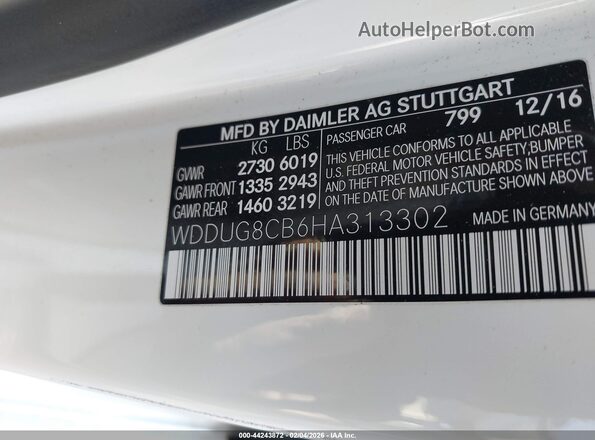 WDDUG8CB6HA313302 2017 MERCEDES-BENZ S-CLASS Белый Вид подкапотного пространства