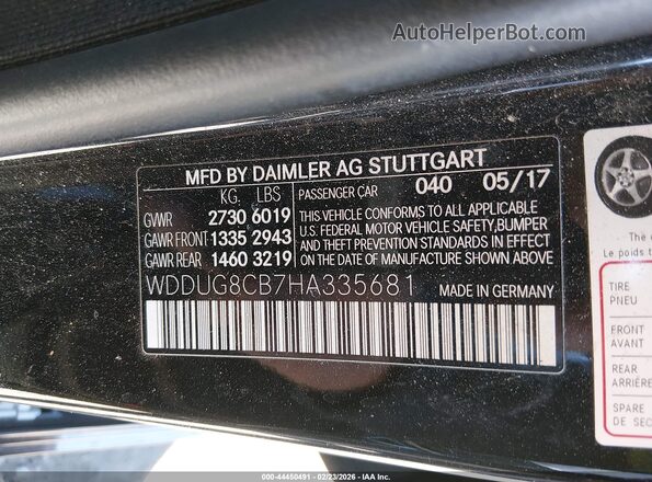WDDUG8CB7HA335681 2017 MERCEDES-BENZ S-CLASS Black Widok komory silnika