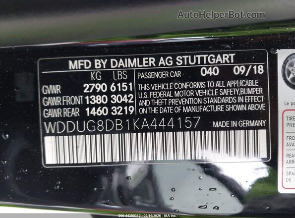 WDDUG8DB1KA444157 2019 MERCEDES-BENZ S-CLASS Черный Вид подкапотного пространства