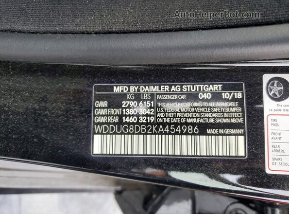 WDDUG8DB2KA454986 2019 MERCEDES-BENZ S Black 