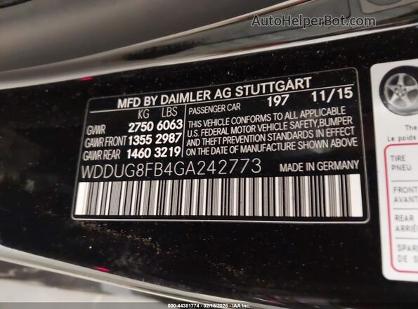 WDDUG8FB4GA242773 2016 MERCEDES-BENZ S-CLASS Black 
