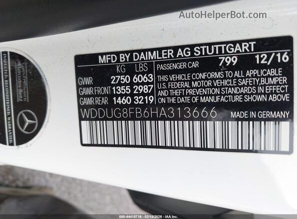 WDDUG8FB6HA313666 2017 MERCEDES-BENZ S-CLASS White 
