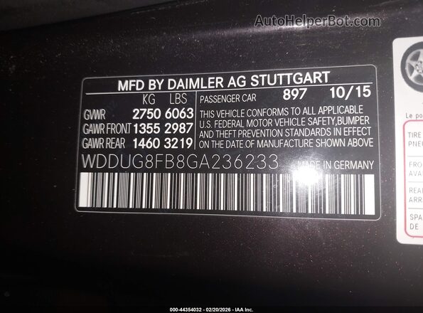 WDDUG8FB8GA236233 2016 MERCEDES-BENZ S-CLASS Black ძრავის განყოფილების ხედი