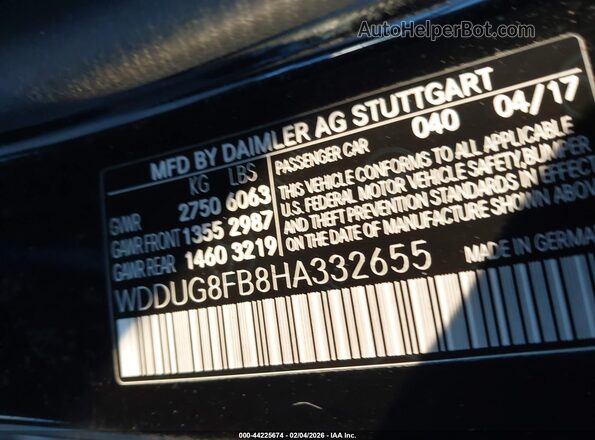 WDDUG8FB8HA332655 2017 MERCEDES-BENZ S-CLASS Black Vista del compartimento del motor