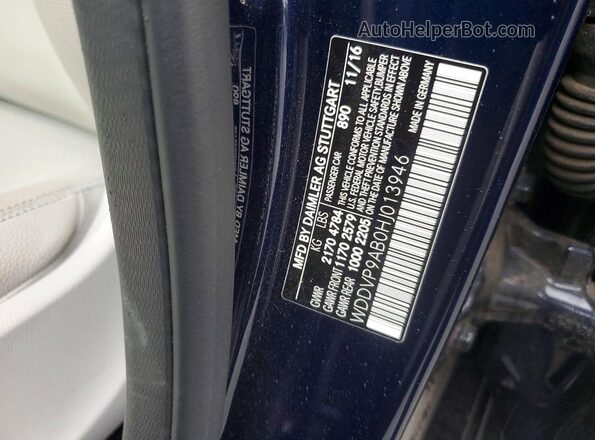 WDDVP9AB0HJ013946 2017 MERCEDES-BENZ B-CLASS Blue VIN կոդի պիտակի տեսք