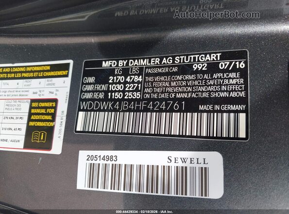 WDDWK4JB4HF424761 2017 MERCEDES-BENZ C-CLASS Gray 