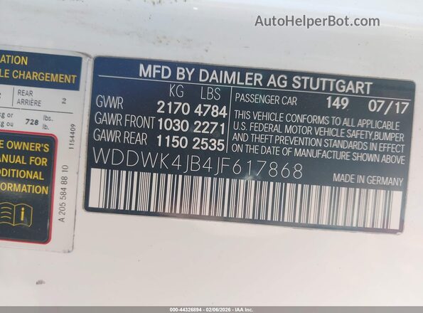WDDWK4JB4JF617868 2018 MERCEDES-BENZ C-CLASS Blue 