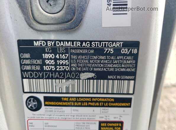 WDDYJ7HA2JA020046 2018 MERCEDES-BENZ AMG Silver Widok komory silnika