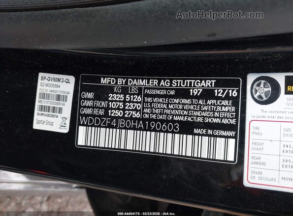 WDDZF4JB0HA190603 2017 MERCEDES-BENZ E-CLASS Black 