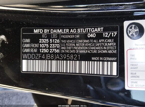 WDDZF4JB8JA395821 2018 MERCEDES-BENZ E-CLASS Black 