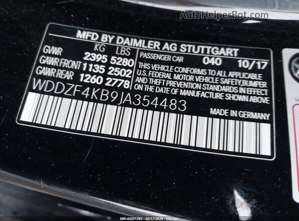 WDDZF4KB9JA354483 2018 MERCEDES-BENZ E-CLASS Black 