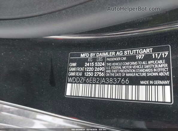 WDDZF6EB2JA383766 2018 MERCEDES-BENZ AMG E 43 Black ძრავის განყოფილების ხედი