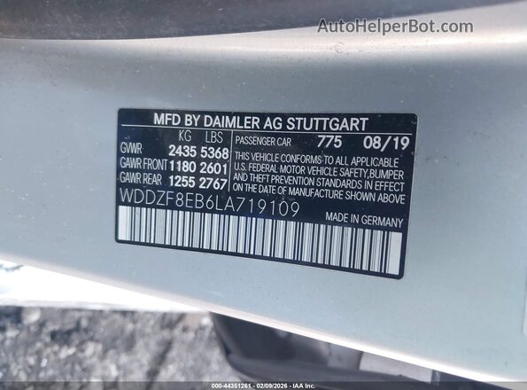 WDDZF8EB6LA719109 2020 MERCEDES-BENZ E-CLASS Silver Vista del compartimento del motor