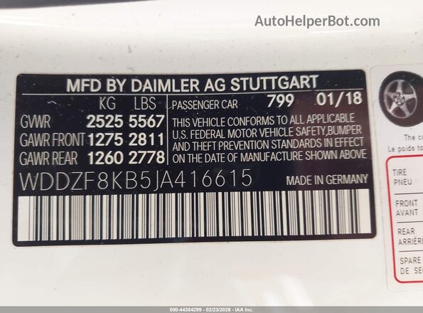 WDDZF8KB5JA416615 2018 MERCEDES-BENZ AMG E 63 White 