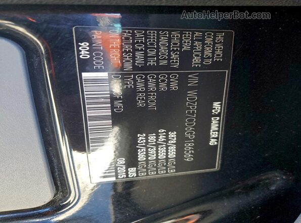 WDZPE7CD6GP186569 2016 MERCEDES-BENZ SPRINTER Black 