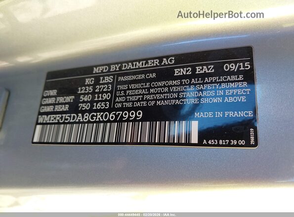 WMEFJ5DA8GK067999 2016 SMART FORTWO White Widok komory silnika