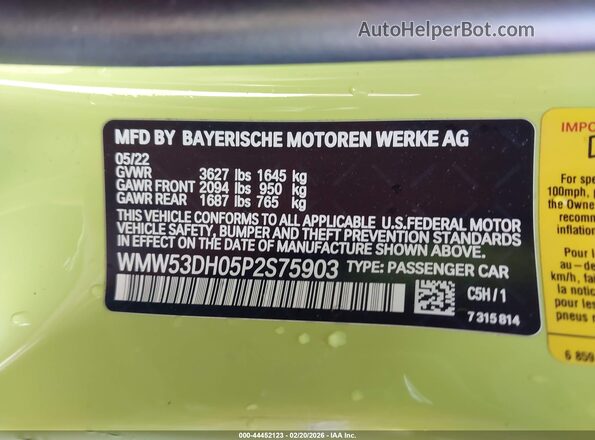 WMW53DH05P2S75903 2023 MINI HARDTOP Green Vista del compartimento del motor