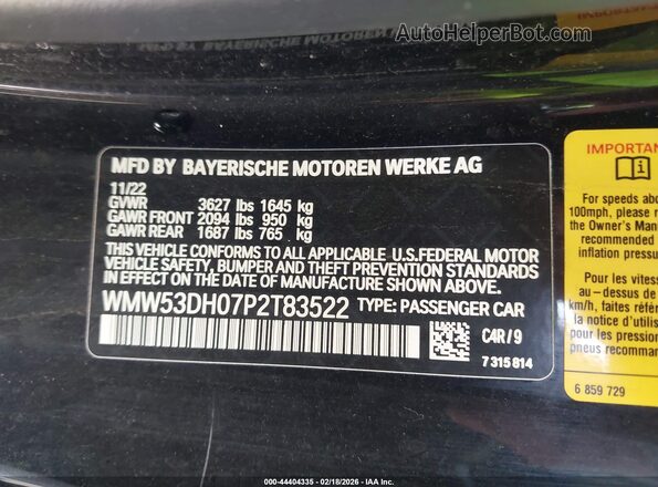 WMW53DH07P2T83522 2023 MINI HARDTOP Black ძრავის განყოფილების ხედი