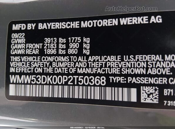 WMW53DK00P2T50368 2023 MINI HARDTOP Gray Vista del compartimento del motor