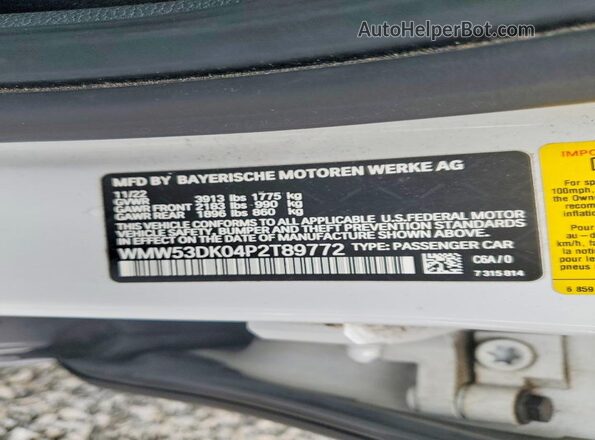 WMW53DK04P2T89772 2023 MINI COOPER White 360 interior view