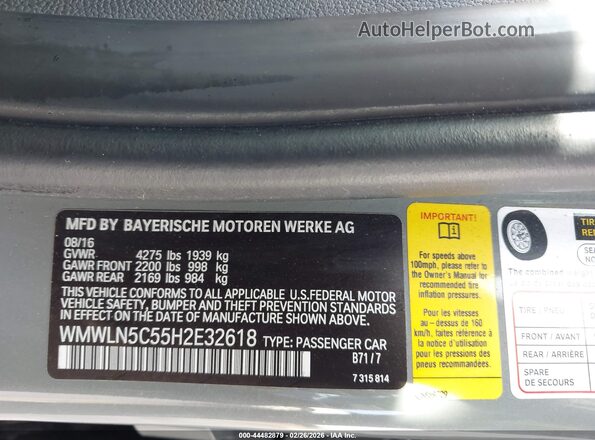 WMWLN5C55H2E32618 2017 MINI CLUBMAN Gray Вид підкапотного простору