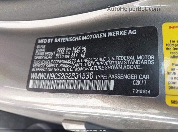 WMWLN9C52G2B31536 2016 MINI CLUBMAN Gray Вид підкапотного простору