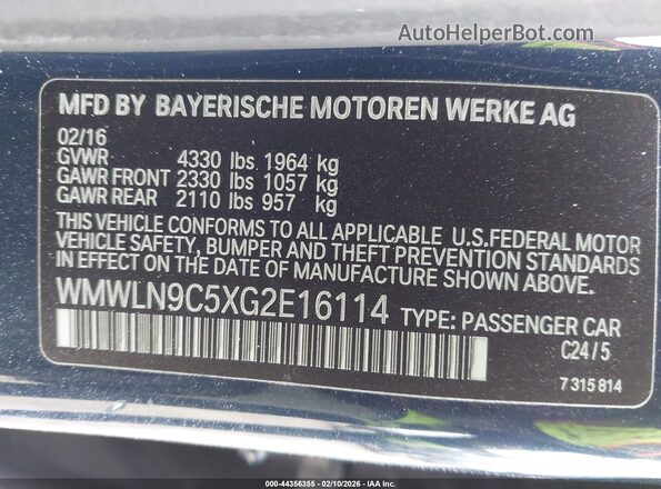 WMWLN9C5XG2E16114 2016 MINI CLUBMAN Blue Engine compartment view