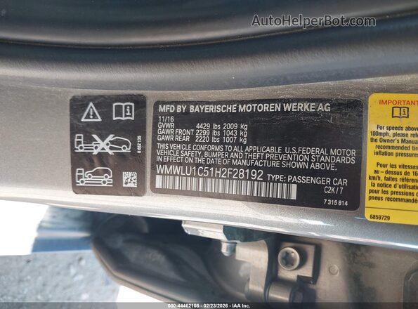 WMWLU1C51H2F28192 2017 MINI CLUBMAN Gray Вид підкапотного простору