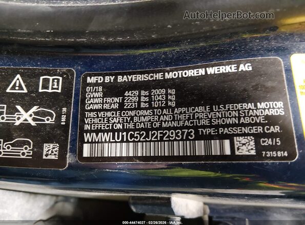WMWLU1C52J2F29373 2018 MINI CLUBMAN Синий Вид подкапотного пространства
